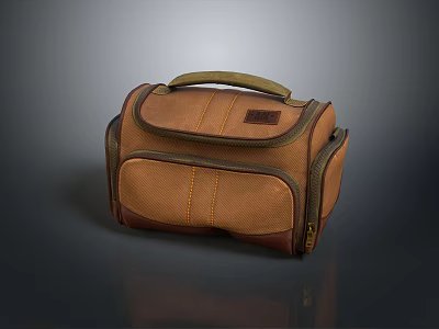 Brown Leather Handbag With Top Handle Zipper Design For Daily Use 3d model