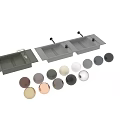Garden Decorative Sink With Black And Cream Double Basins And Gold Faucets