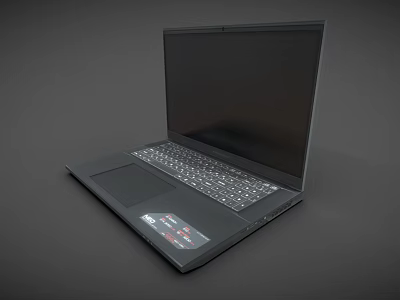 Black Open Portable Laptop With Modern Screen And Full Size Keyboard 3d model