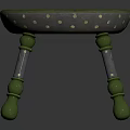 Decorative Ornamental Stool With Round Colorful Pattern Seat And Green Spherical Legs