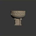 Ancient Carved Stone Vessel With Intricate Patterns And Pedestal Base Design 3d model
