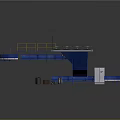 Blue Industrial Conveyor Equipment With Curved Tracks Platforms And Production Line Structures
