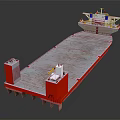 Large Deck Cargo Ship With Red Superstructures And Open Deck 3d model