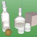Elegant Transparent Wine Glasses And Bottles With Marble Stoppers On White Platform