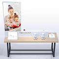 Modern Display Cabinets With Digital Screens And Skincare Products On Counter