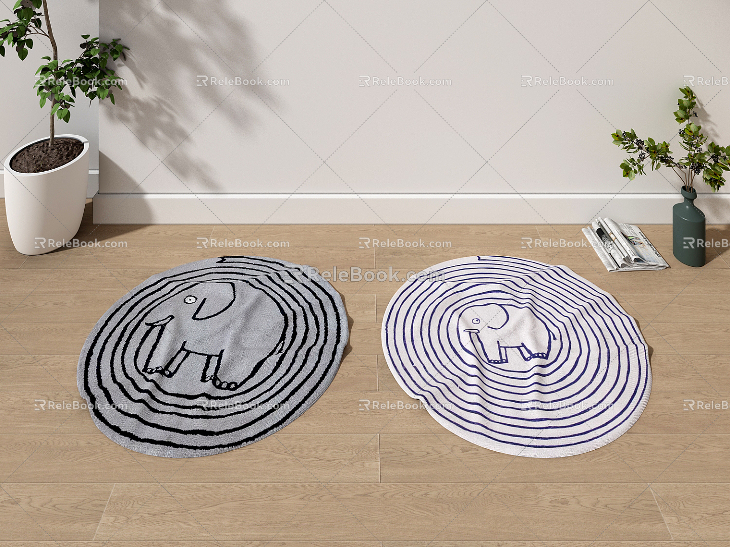 Modern Round Carpet Round Cartoon Carpet 3d model