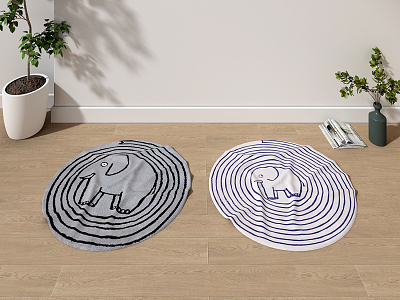 Modern Round Carpet Round Cartoon Carpet 3d model