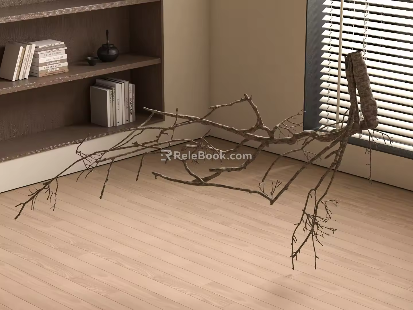 modern dry branch art installation 3d model
