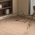modern dry branch art installation 3d model