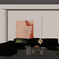 Modern Minimalist Living Room Interior With Sectional Sofa Coffee Table Decorative Art And Green Plants
