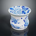 Chinese Blue And White Porcelain Vase With Floral Patterns And Decorative Details