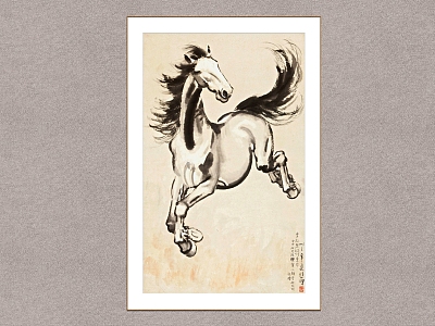 New Chinese Animal Painting Xu Beihong Running Horse model