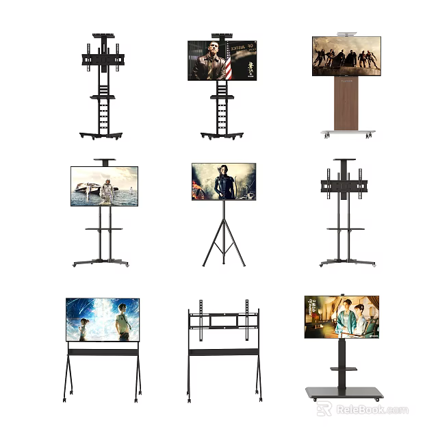 TV Stands with Mobile Tripod and Floor Mount Display Designs 3d model 