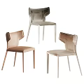 Modern Stylish Three Leather Dining Chairs With Unique Backrest Designs Metal Frames 3d model