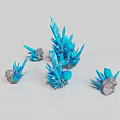 Blue Crystal Clusters With Gray Stone Bases In Various Sizes For Home Decor