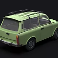 Three Vintage Station Wagons Green Yellow Beige With Roof Racks Classic Retro Design