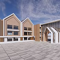 Modern Multi story School Building With Wooden Exterior Row Design And Spacious Plaza