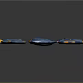 Small Blue Space Rockets Arranged in Cosmic Constellation with Yellow Details on Dark Background