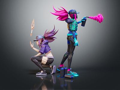 Modern Game Character Girl 3d model