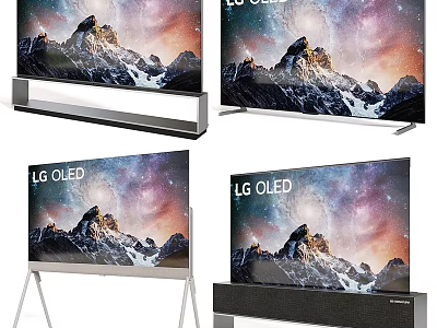 LG OLED TV Showing Stunning Starry Mountain Scene With Soundbar And Stand 3d model