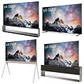 LG OLED TV Showing Stunning Starry Mountain Scene With Soundbar And Stand