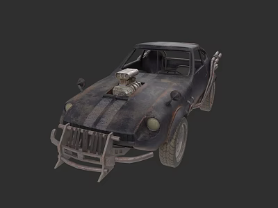 Rustic Modified Car With Exposed Engine Stripes And Custom Front Bumper 3d model