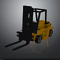 Yellow Industrial Forklift With Black Forks And Cab Structure Design