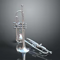 Silver Trumpet and Trombone Shiny Musical Instruments with Metallic Surface Finish