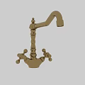 Golden Decorative Faucet With Ornate Ball Shaped Knobs And Spiral Body Design