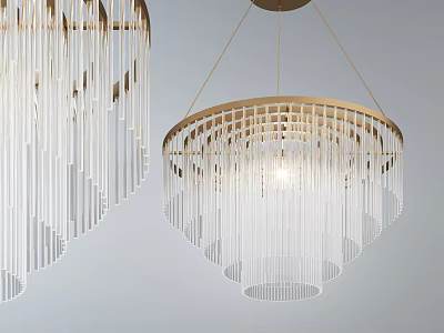 Modern Circular Crystal Chandelier With Gold Metal Frame And Hanging Crystal Strips 3d model