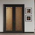 Modern Middle Style Double Door Glass Double Door 3d model