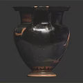 Ancient Greek Black Vase With Two Handles And Red Figure Decoration