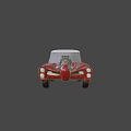 Custom Red Vintage Car With Exposed Engine White Roof And Moon Eye Logo
