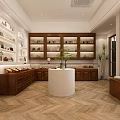 Chic Garden Jewelry Store Interior With Display Cabinets Counter Stools And Plants 3d model