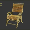 Leisure Chair Featuring Wooden Slats Seat Backrest And Metal Frame With Curved Armrests