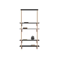 Elegant Modern Decorative Ornament Set With Metal Frame Black Shelves And Small Plant Books