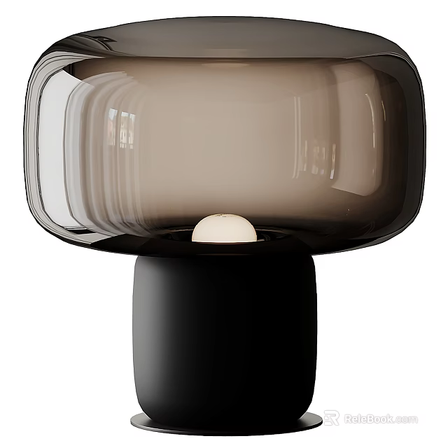 Modern Glass Shade Table Lamp With Black Base And Minimalist Design 3d model 