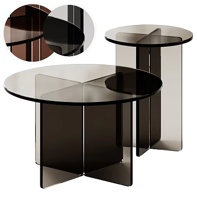 Modern Transparent Glass Top Side Table With Geometric Black Base And Sleek Minimalist Design 3d model