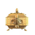Golden Decorative Ornament Set With Carved Floral Pattern Pineapple Top And Leaf Accents
