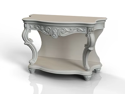 Ornate Console Table With Detailed Carvings And Elegant Curved Legs Design 3d model