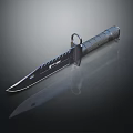 Modern Tactical Combat Knife With Serrated Edge Black Handle And Metal Ring