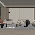 Modern Minimalist Living Room Balcony Cabinet Sofa Combination Coffee Table Sofa Background Wall 3d model