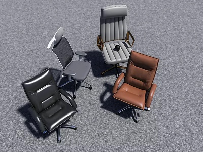Modern Comfortable Office Chairs With Leather Mesh High Back And Multiple Colors 3d model