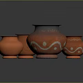 Orange Terracotta Decorative Vases With Multiple Sizes And Ornate Patterns For Home Decor 3d model