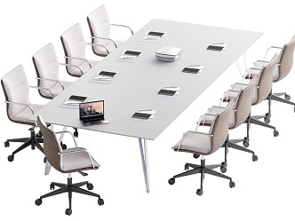 Conference table and chair combination 3d model