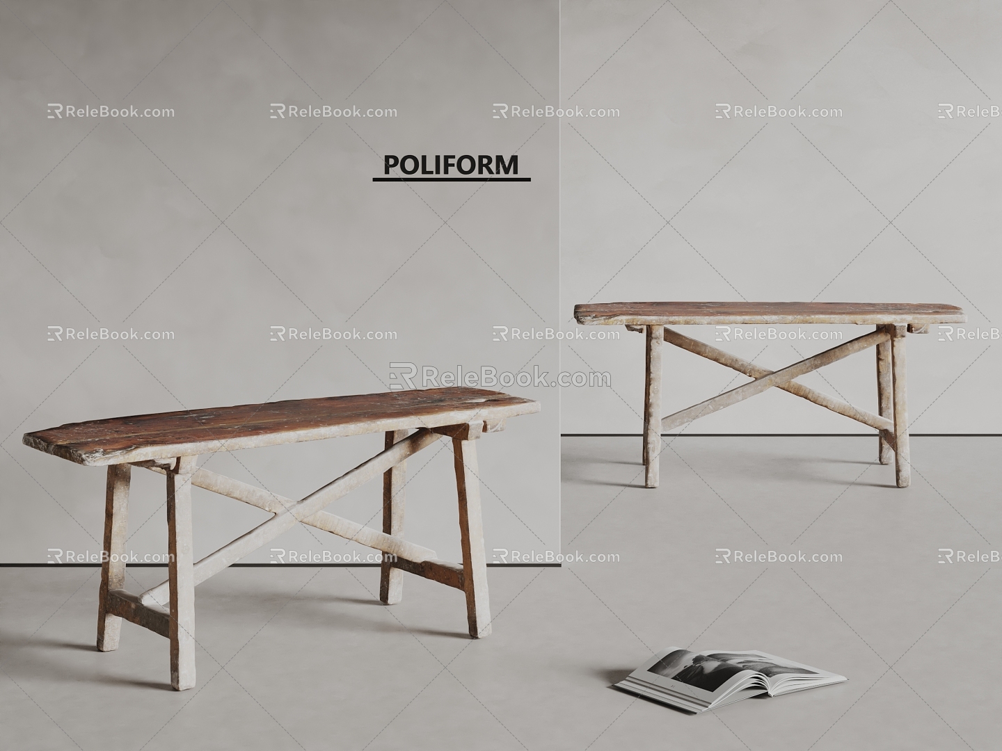 poliform modern shabby stool solid wood stool 3d model