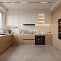 Modern Kitchen With White And Light Wood Cabinets Black Appliances And Under Cabinet Lighting