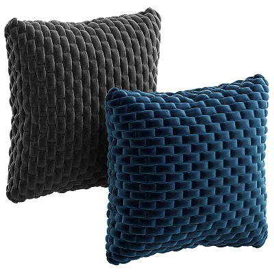 Soft Velvet Woven Texture Decorative Pillows in Black and Blue Colors 3d model