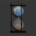 Red Wooden Frame Hourglass With Silver Glass Bulbs And Reflection Base