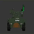 Green Armored Tank With Brazilian Flag Orange Accents And Top Mounted Weapon System